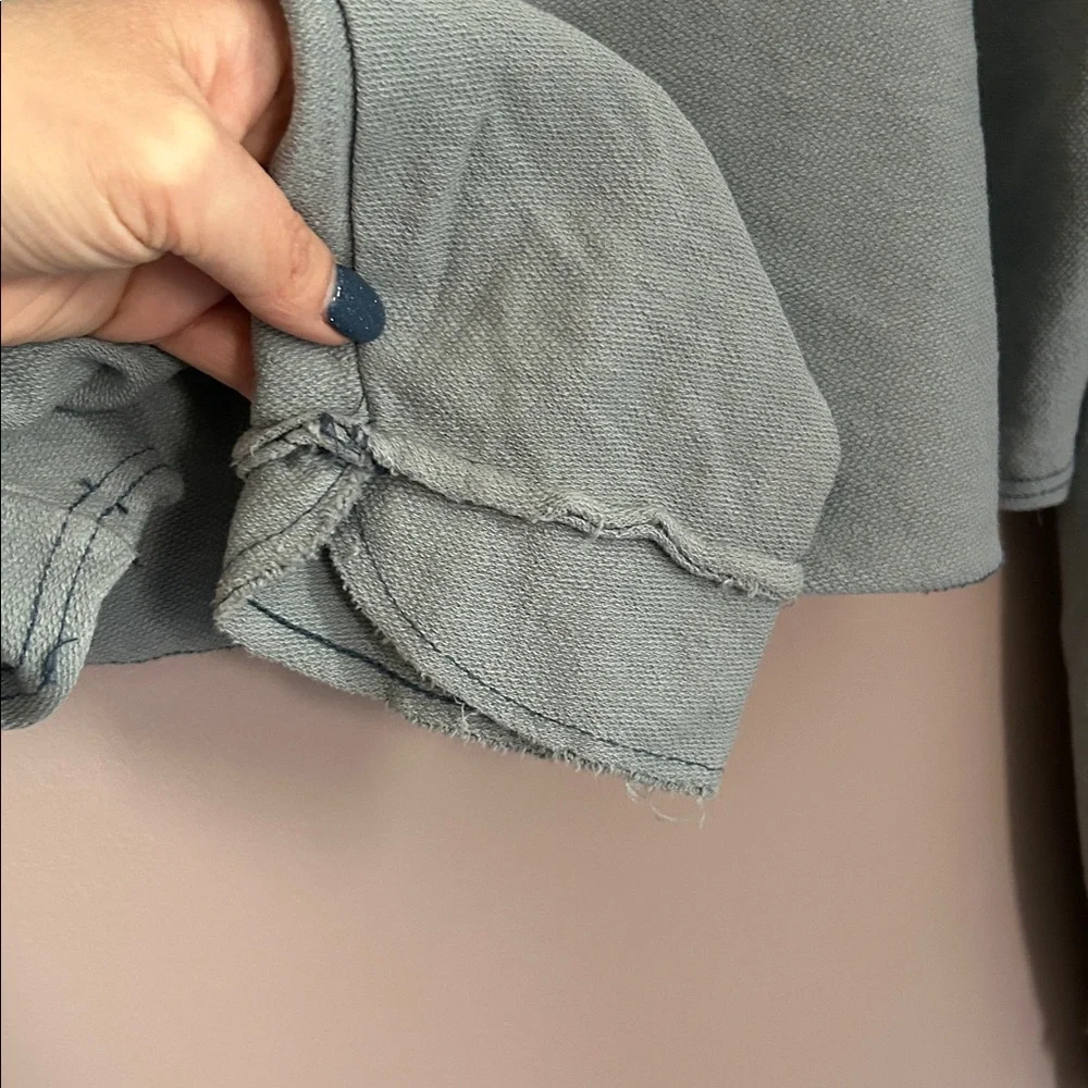 We the Free Cropped Half Zip Sweatshirt Frayed Trim Seams Cotton Size M